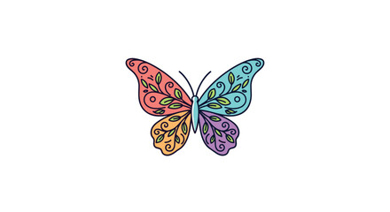 A beautiful butterfly with intricate floral patterns in vibrant colors.