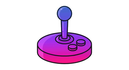 Vibrant purple and blue retro arcade joystick controller illustration. © Ilma