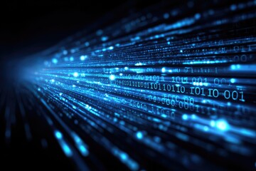 Digital data stream streaks through dark space