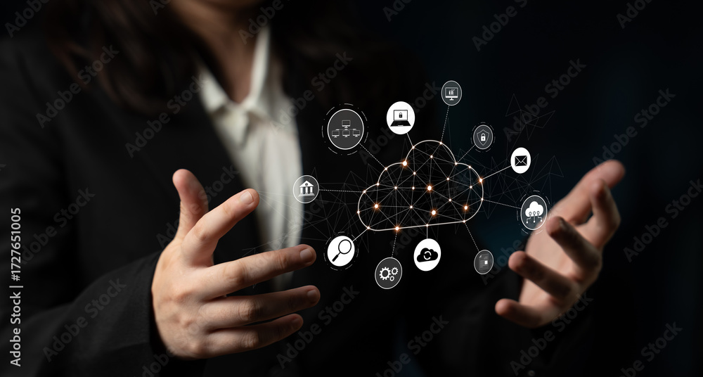 Poster cloud computing enables cloud, service, and network integration for digital transformation, data acc
