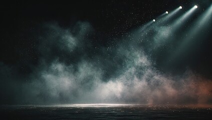Stage lights illuminating smoke