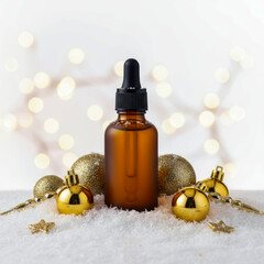Festive Oil Bottle with Christmas Decorations.