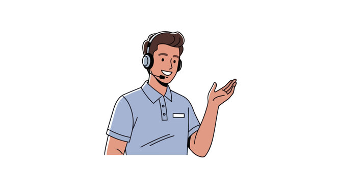Friendly Male Customer Service Representative Wearing a Headset.