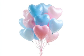 Bunch of pastel heart-shaped balloons