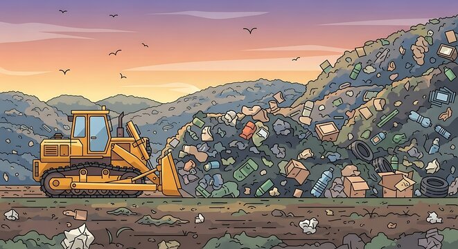 Landfill Site Bulldozer.