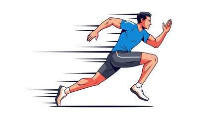 Obraz premium Dynamic male athlete sprinting with speed lines running fast.