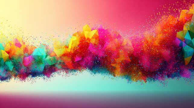 conceptual. Abstract data visualization as a colorful particle cloud, representing modern tech concepts. product launch decks.
