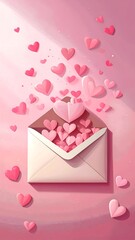 Romantic love letter with hearts
