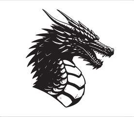 black vector of dragon in silhouette