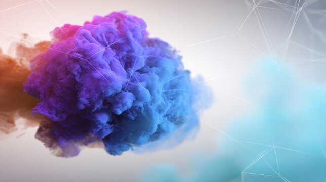 conceptual. Abstract data visualization as a colorful particle cloud, representing modern tech concepts. product launch decks.
