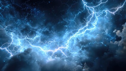 Dramatic storm clouds with vibrant lightning