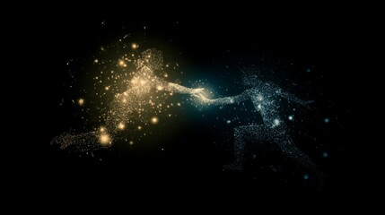 polarity. Abstract magnetic forces between two silhouettes, with glowing particles showing attraction. public awareness campaigns.
