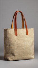 Elegant tote bag with a unique pattern and brown leather handles, perfect for carrying everyday essentials in style and adding a touch of sophistication