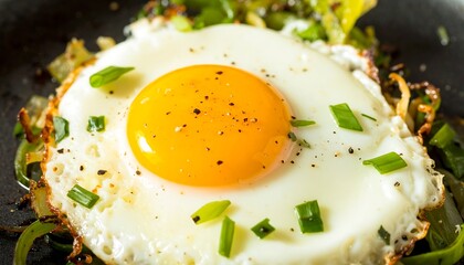 Sunny side up egg atop saut?ed vegetables