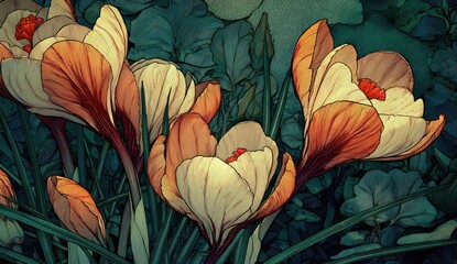 Close-up of springtime crocuses