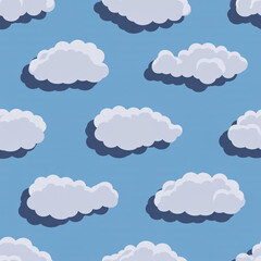 Seamless pattern of fluffy white clouds against a blue sky