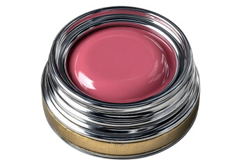 Top view of a jar filled with pink gel nail polish against a for beauty and fashion on transparent background