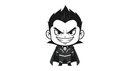 Cartoon Vampire Character with Spiky Hair and Cape.