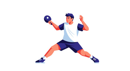 Obraz premium Athletic Male Handball Player in Action Throwing Ball.