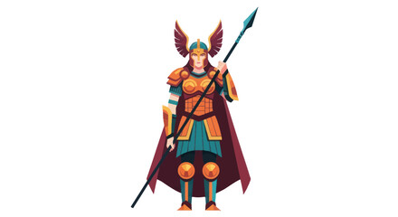 Valkyrie Warrior with Spear Winged Helmet and Armor.