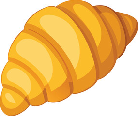 A golden brown croissant pastry with curved layers isolated on white background