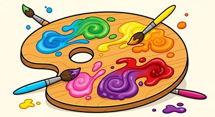 Paint Palette with Brushes.