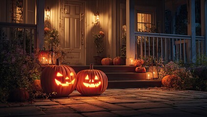 Obraz premium Halloween porch at night