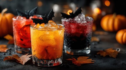 the halloween cocktails with bats and pumpkins for spooky celebrations