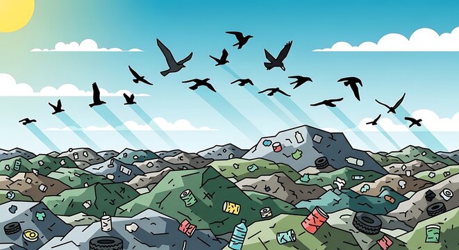 Birds over Garbage Hill.