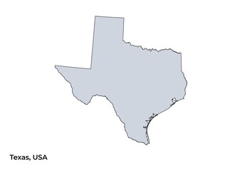 Map of Texas State, USA