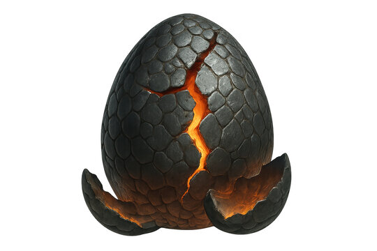 Dragon egg hatching with glowing lava crack