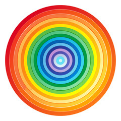 Concentric rainbow circles isolated on transparent background