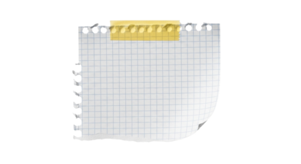 Torn paper note with yellow tab attached to a black surface document recording information