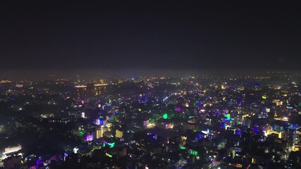 Diwali Lights Over Indian City – Stunning Night Drone Cinematic Shots 4K Drone Footage - Powered by Adobe
