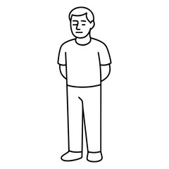 line icon man holding his hands behind his back vector on a white background
Vector line icon on a white background