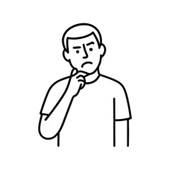 line icon person standing with a raised eyebrow vector on a white background
Vector line icon on a white background