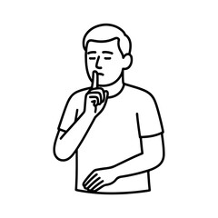 line icon person making a hush gesture vector on a white background
Vector line icon on a white background