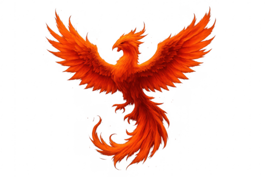 Phoenix firebird rising with wings spreading
