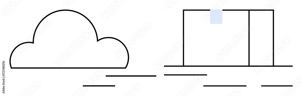 Aufkleber cloud connected to a server, illustrating cloud computing and data storage. ideal for technology, in