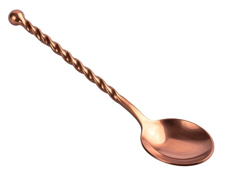 Copper-toned spiral-handled beverage spoon