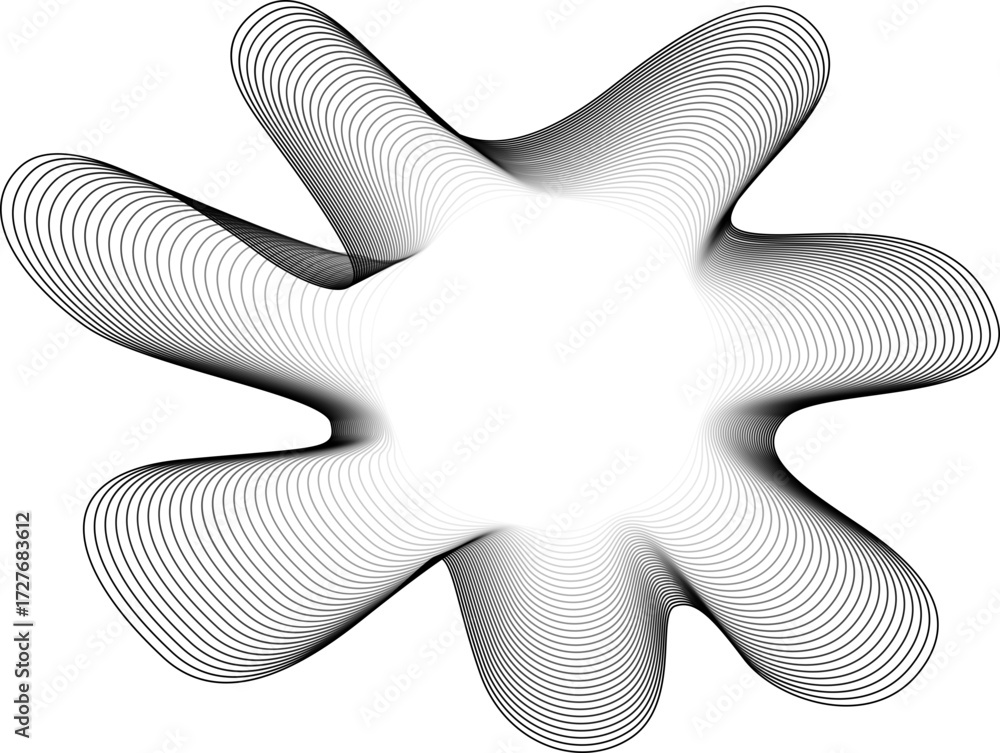 Wall mural central glowing void surrounded by fluid vector outlines resembling spontaneous splashes with dynami