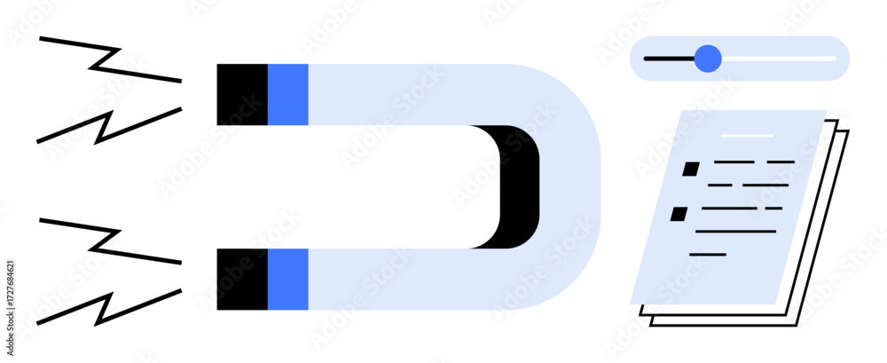 Poster magnet pulling documents next to slider for control and filtering. ideal for targeting, filtering, o