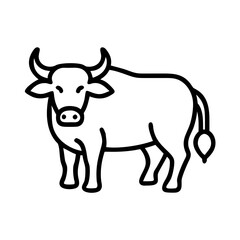 Illustration of a black and white line art cow drawing for farm animal and livestock designs, art