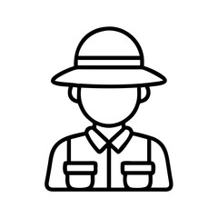 Illustration of explorer with pith helmet safari outfit vector line art icon drawing design