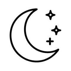 Moon and stars icon vector graphic crescent night sky astrology astronomy celestial design element simple line art