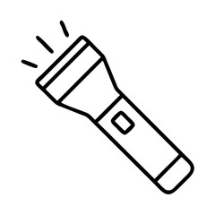 Flashlight outline vector icon illustration, portable light source for camping and emergency use