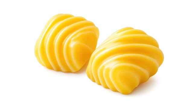 Swirled yellow butter pieces smooth texture culinary food ingredient