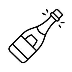 Outline champagne bottle vector illustration for celebration events and party designs stock art
