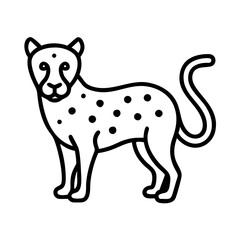 Isolated black and white cheetah vector illustration african wildlife animal drawing outline art design