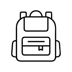 Backpack line art vector, school bag outline illustration, travel rucksack graphic design element